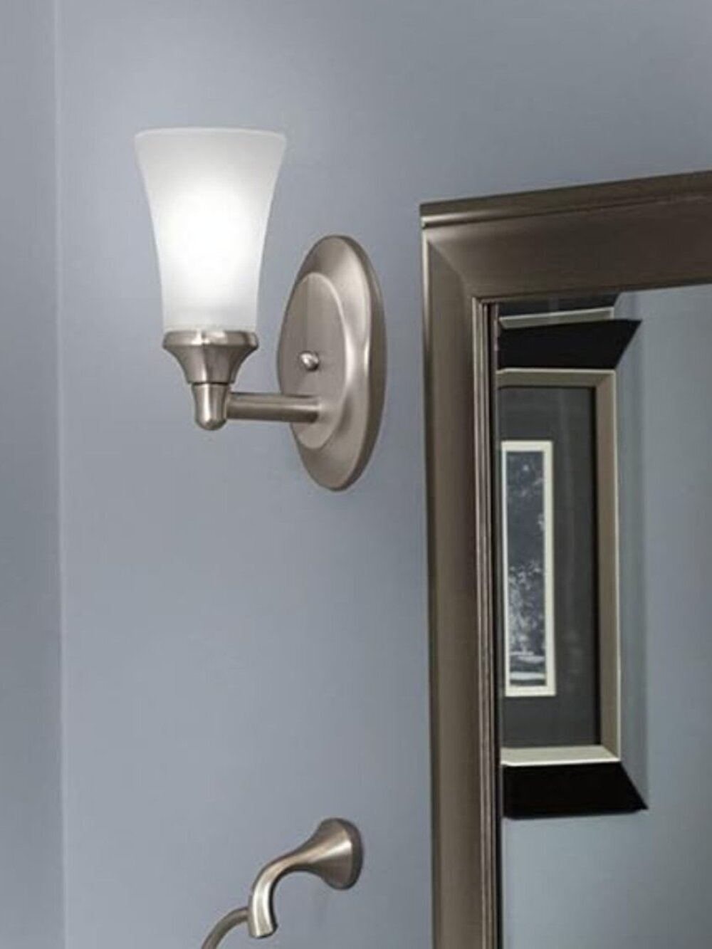 Moen YB2861BN Eva 1-Light Dual-Mount Bath Bathroom Vanity Fixture with Frosted G